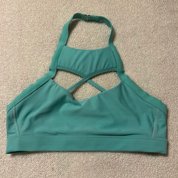 Barbella Box x Chestee “The Kandace” Sports Bra Turquoise Blue Cut Outs Swim - Picture 3 of 14